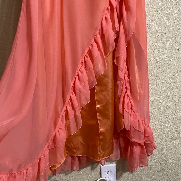 NWT Ieena for Mac Duggal Orange One Sleeve Ruffled Hem Gown 55924 Size 8 - Picture 10 of 16